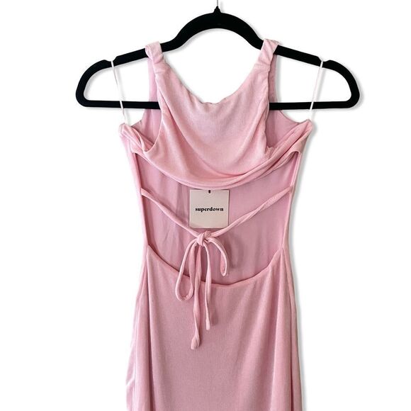 Superdown Marissa Midi Dress in Baby Pink stretch open back tie Revolve - Picture 8 of 11